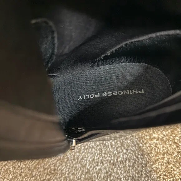 Princess Polly Black Patent Croc Chunky Heel Platform Ankle Boots Size 8 - Picture 4 of 5